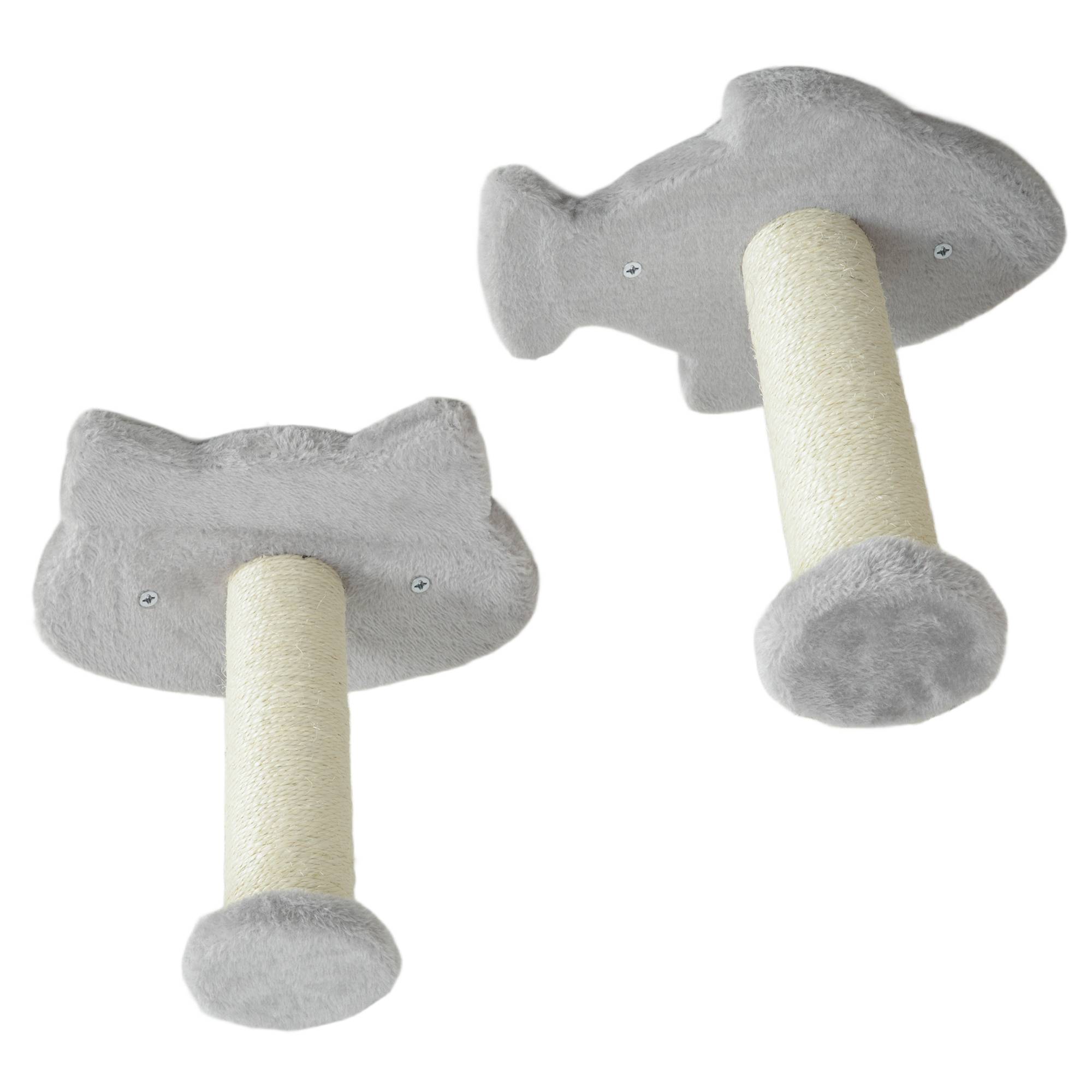 Set Étagères Murales pour Chat Design Ludique avec Griffoir Sisal et Plateformes Gris Clair - ComfortXL Outdoor Living - Image 10