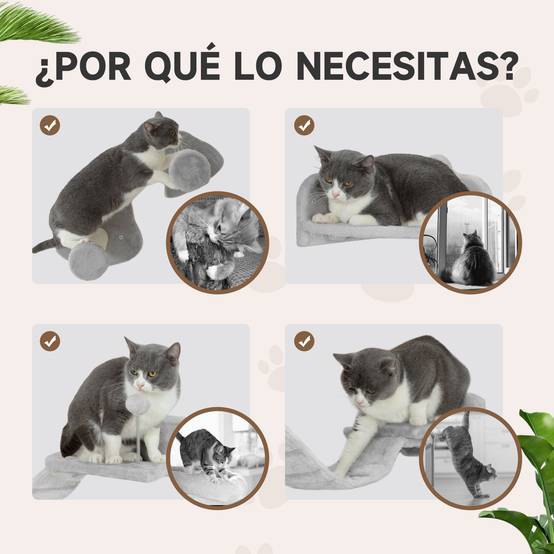 Set Étagères Murales pour Chat Design Ludique avec Griffoir Sisal et Plateformes Gris Clair - ComfortXL Outdoor Living - Image 8
