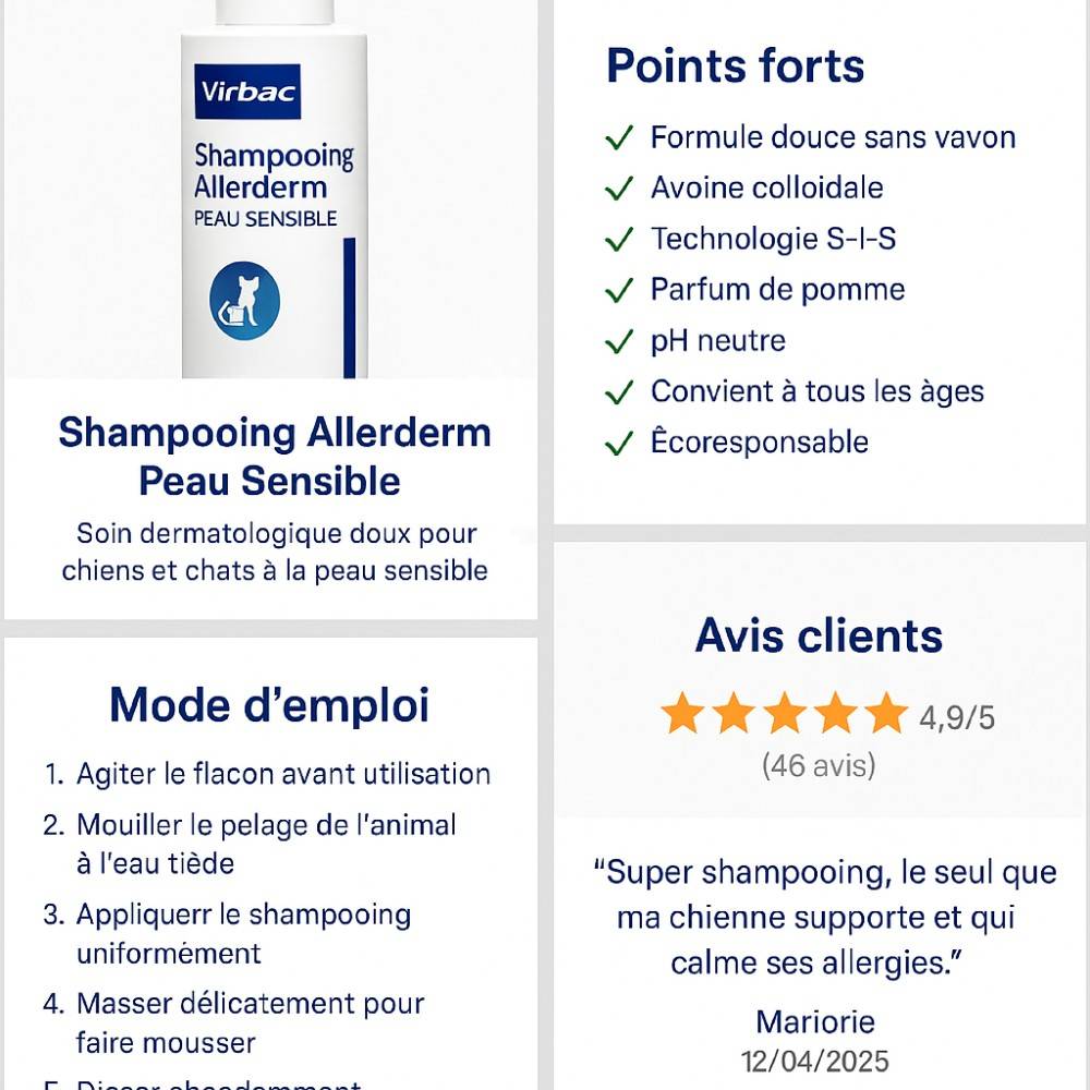 Shampooing Allerderm peau sensible - Virbac Peau sensible - Image 2