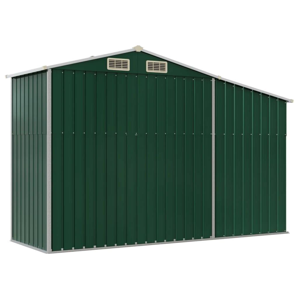 Helloshop26 - Abri de jardin cabane cabanon maison de stockage remise extérieur hangar outils robuste 277 x 93 x 179 cm acier galvanisé vert - Imagen 5