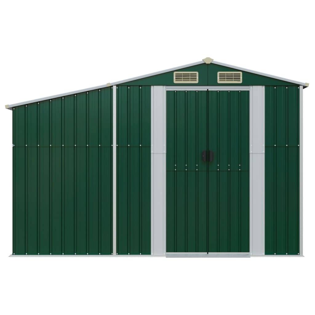 Helloshop26 - Abri de jardin cabane cabanon maison de stockage remise extérieur hangar outils robuste 277 x 93 x 179 cm acier galvanisé vert - Imagen 2