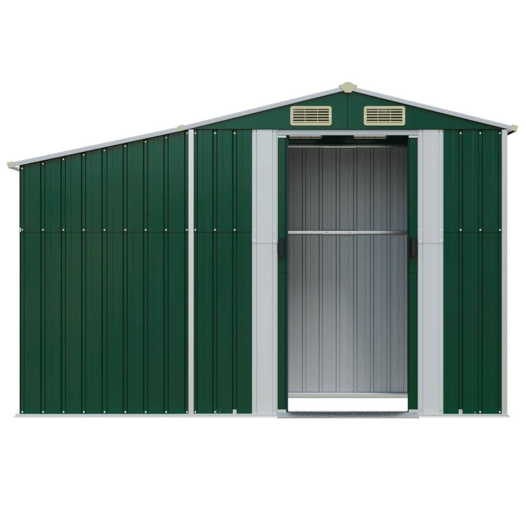 Helloshop26 - Abri de jardin cabane cabanon maison de stockage remise extérieur hangar outils robuste 277 x 93 x 179 cm acier galvanisé vert - Imagen 3