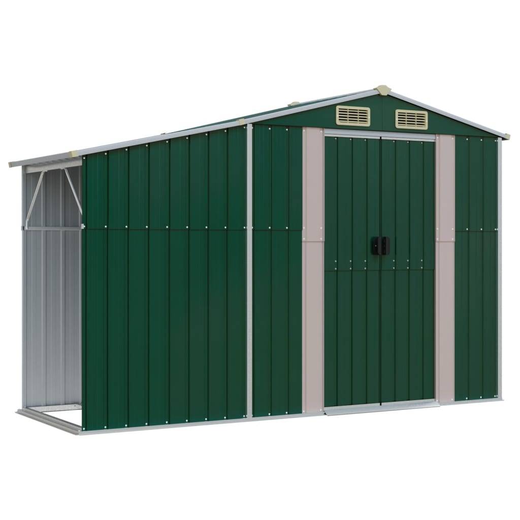 Helloshop26 - Abri de jardin cabane cabanon maison de stockage remise extérieur hangar outils robuste 277 x 93 x 179 cm acier galvanisé vert - Imagen 1
