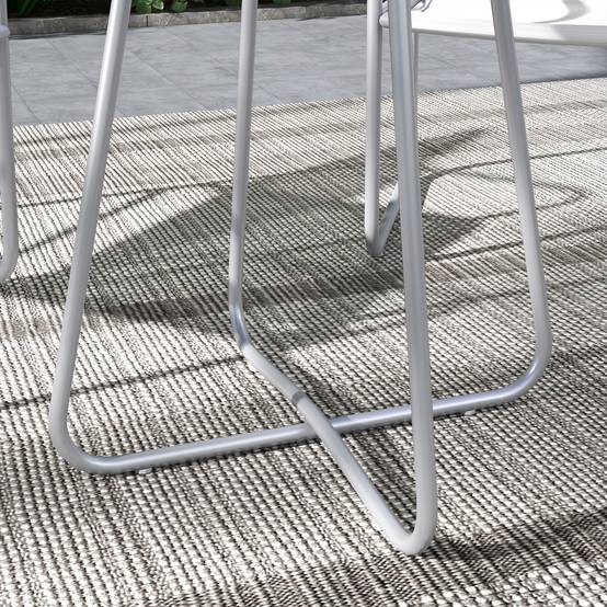 Ensemble de jardin 3 pièces : 2 fauteuils tissu respirant + table ronde Ø60 cm, gris clair - Image 9