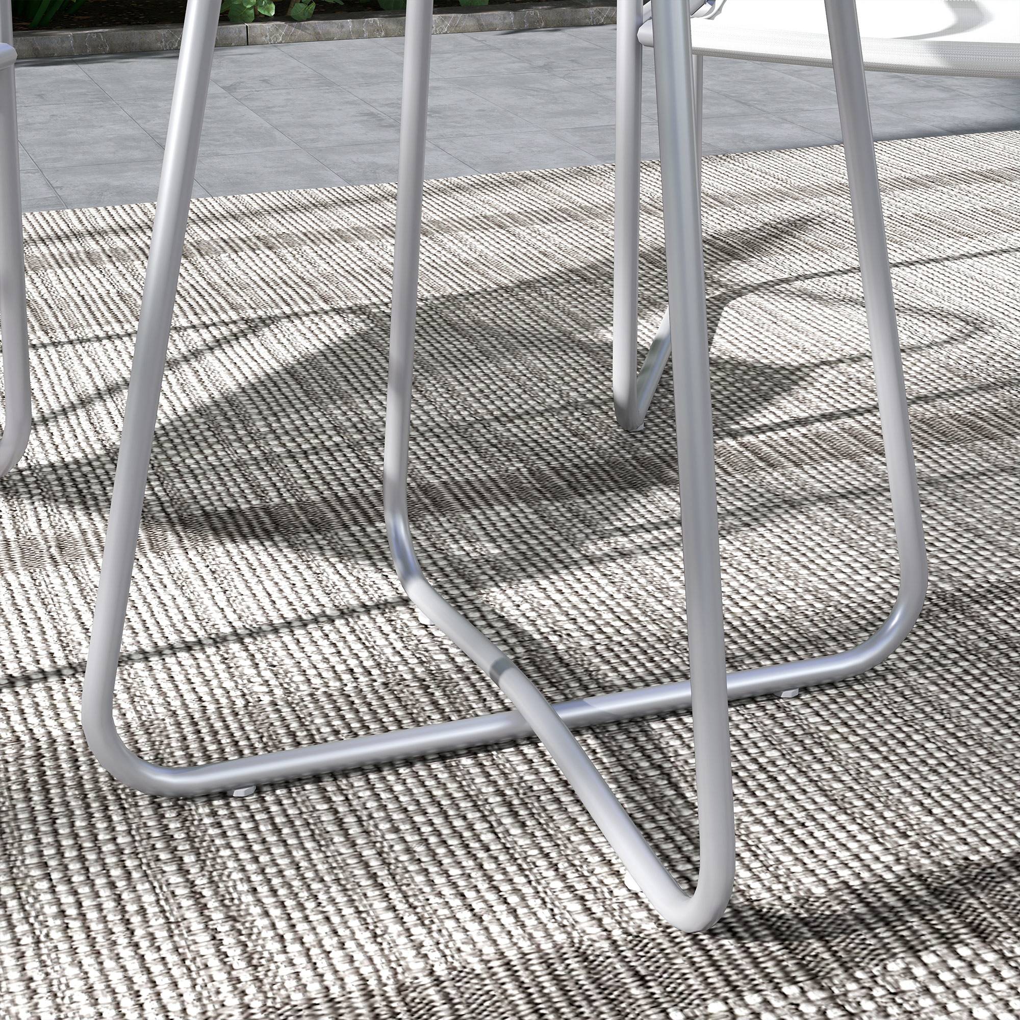 Ensemble de jardin 3 pièces : 2 fauteuils tissu respirant + table ronde Ø60 cm, gris clair - Image 9