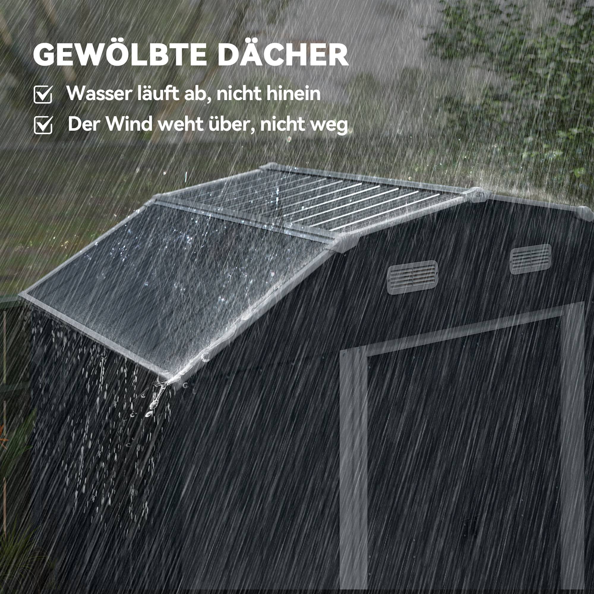 Abri jardin outillage résistant intempéries 2 fenêtres 2 portes 238x132x198,5cm gris foncé - Image 8
