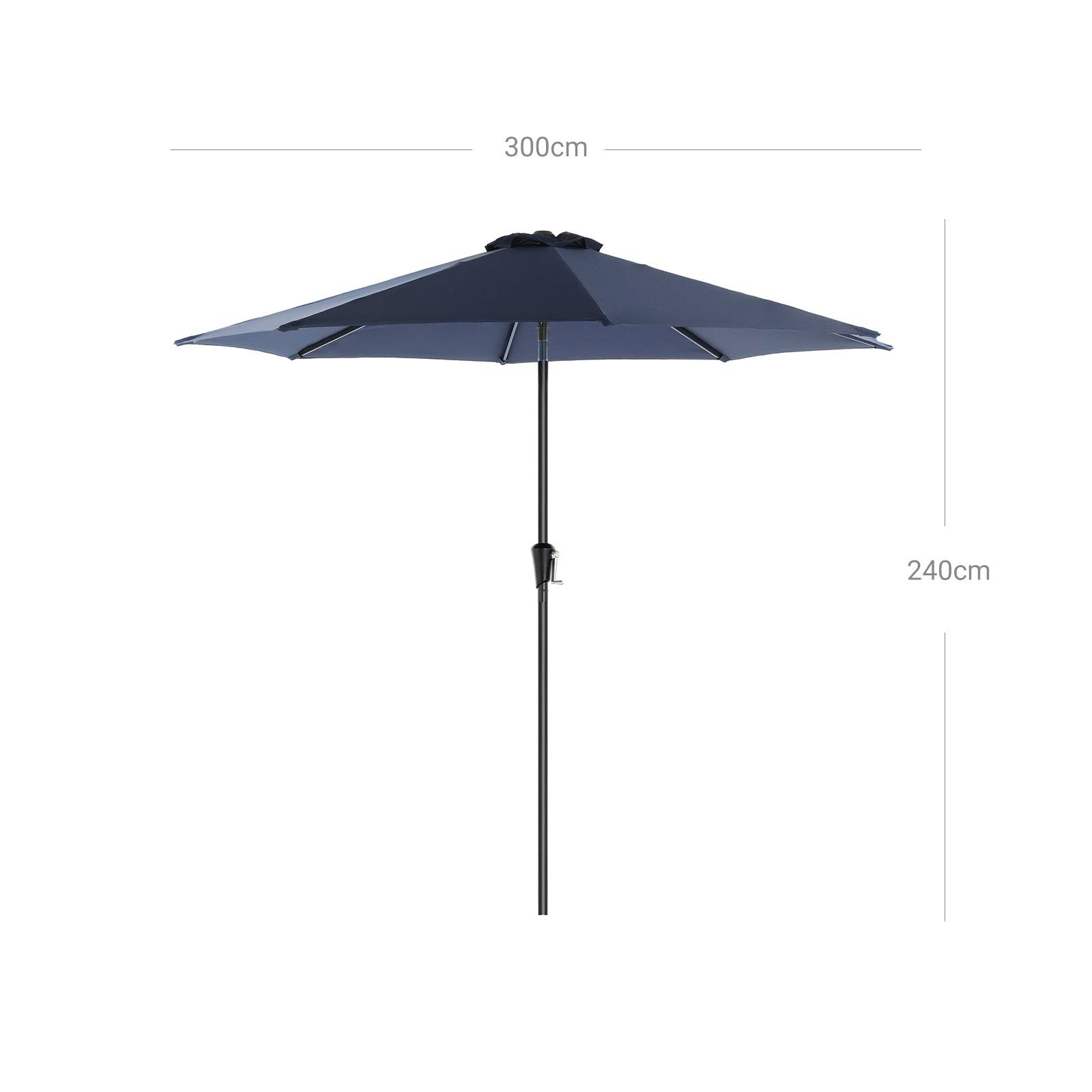 Helloshop26 - Parasol de jardin ø3 m ombrelle protection UPF 50+ toile polyester octogonale inclinable manivelle balcon terrasse piscine plage sans socle bleu mari - Imagen 4
