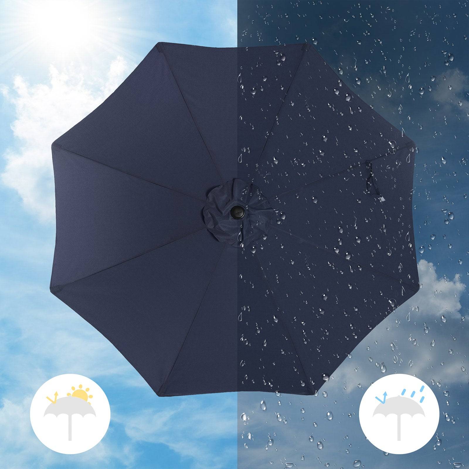 Helloshop26 - Parasol de jardin ø3 m ombrelle protection UPF 50+ toile polyester octogonale inclinable manivelle balcon terrasse piscine plage sans socle bleu mari - Imagen 3