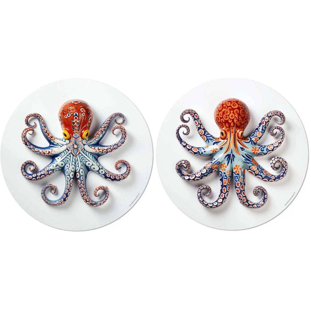 Set de table en vinyle 38 cm Octopus Lot de 2 sets de table motifs assortis - Imagen 1