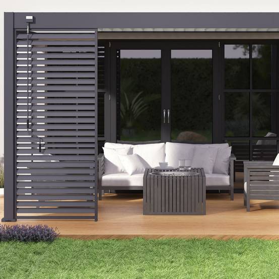 Ombrea - Pergola Bioclimatique Ombréa VS 3x4M adossée - Anthracite/Blanc - V2 - Image 3
