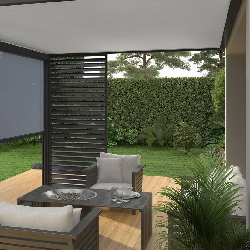 Ombrea - Pergola Bioclimatique Ombréa VS 3x4M adossée - Anthracite/Blanc - V2 - Image 4