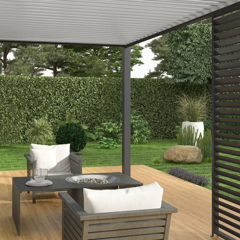 Ombrea - Pergola Bioclimatique Ombréa VS 3x4M adossée - Anthracite/Blanc - V2 - Image 7