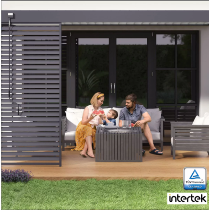 Ombrea - Pergola Bioclimatique Ombréa VS 3x4M adossée - Anthracite/Blanc - V2 - Image 1