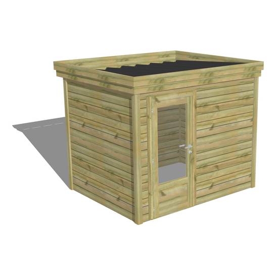 Sans Marque - ABRI DE JARDIN bois autoclave 27mm - 2,64x2,14m / 6m2 - Bac acier - Abri Français - Image 1
