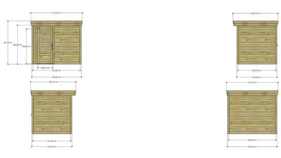 Sans Marque - ABRI DE JARDIN bois autoclave 27mm - 2,64x2,14m / 6m2 - Bac acier - Abri Français - Image 4