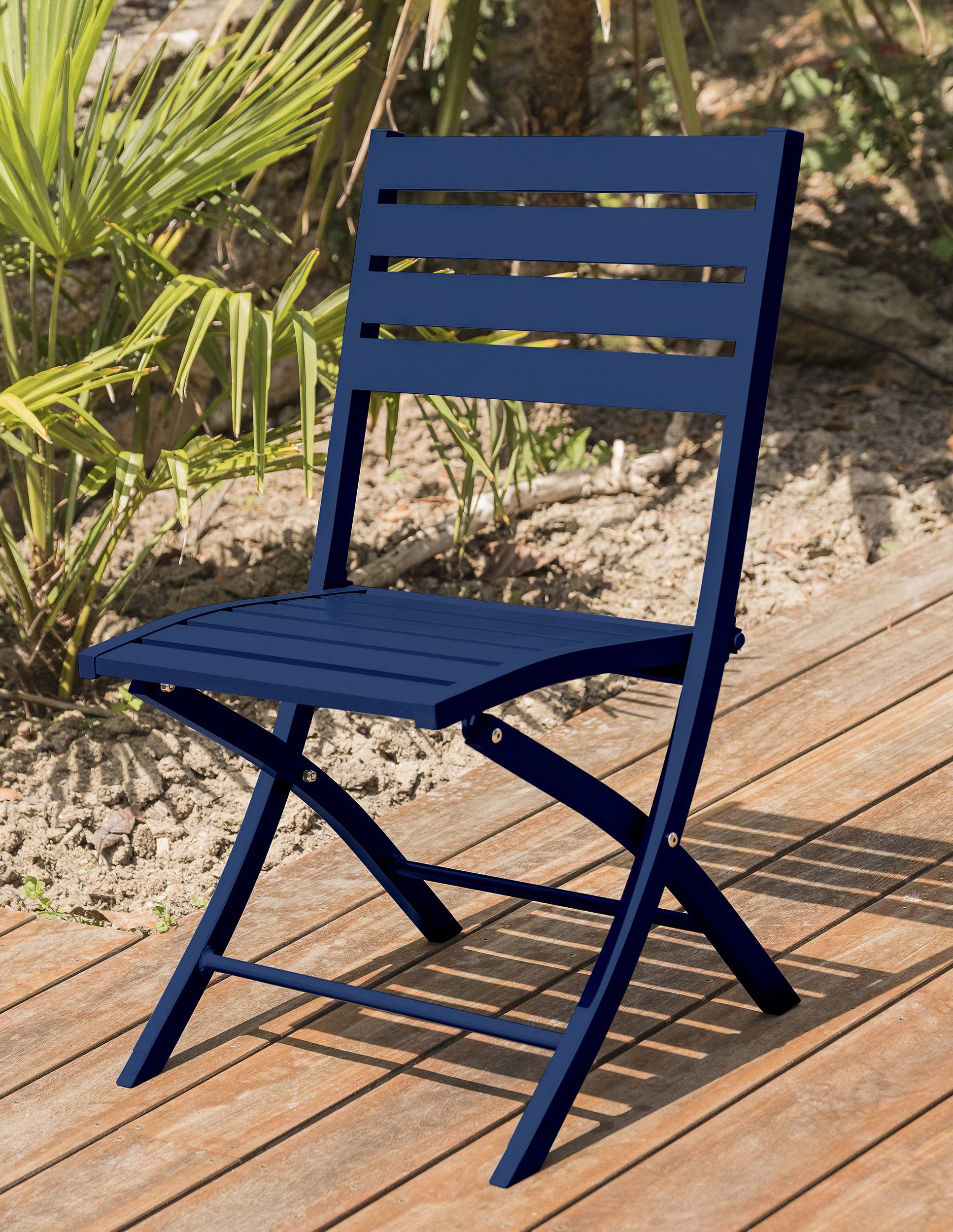 Chaise de jardin pliante en aluminium - Bleu marine - MARIUS - Image 5