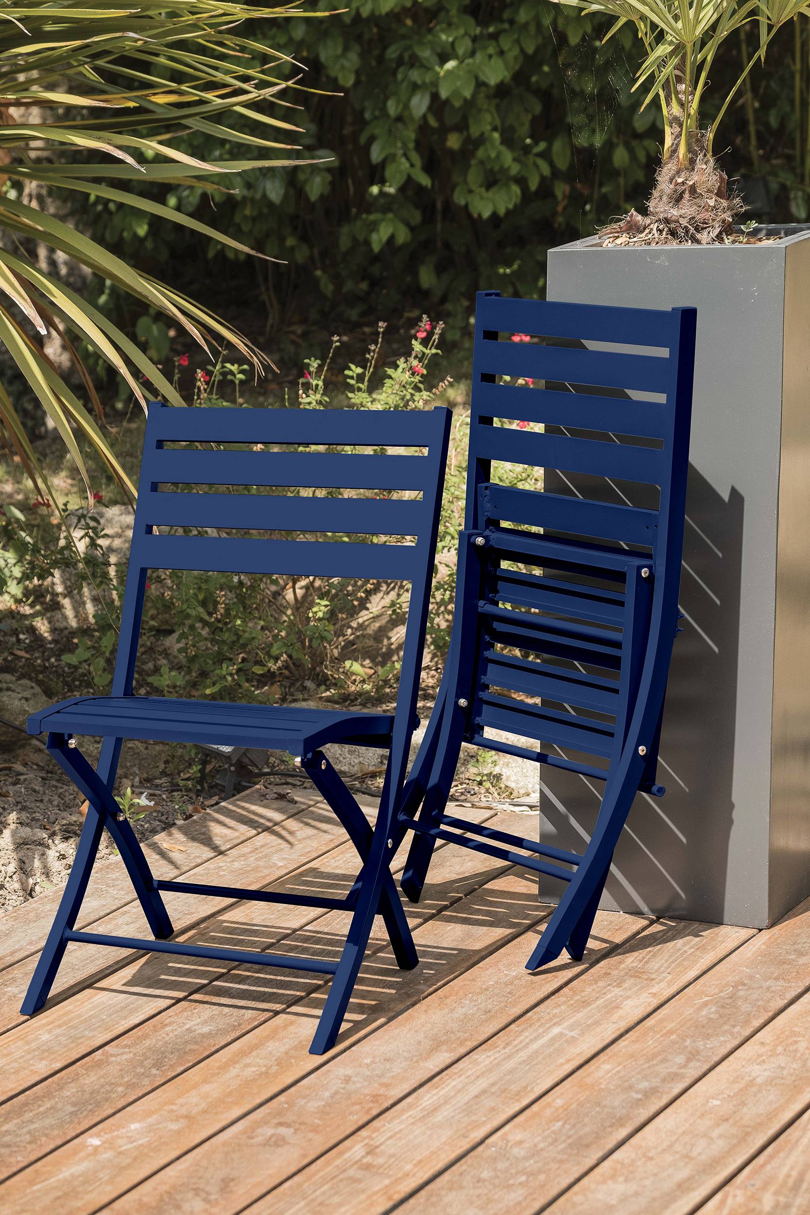Chaise de jardin pliante en aluminium - Bleu marine - MARIUS - Image 4