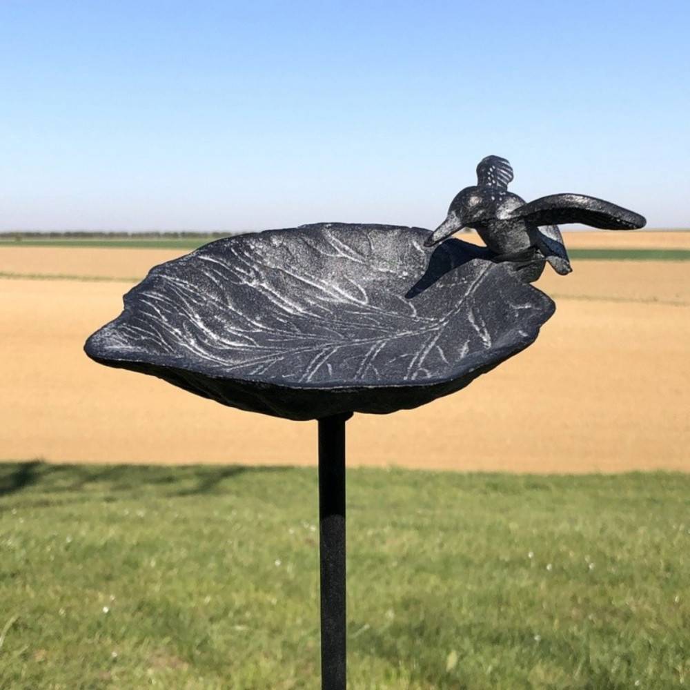 Bain d'oiseaux en fonte grise 15 x 100 cm Chemin de campagne - Imagen 2