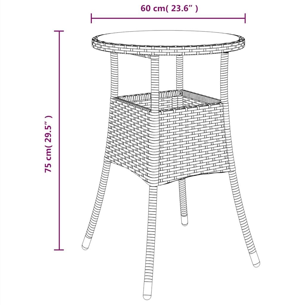 Table de jardin noire résine tressée et verre trempé 60 x 75 cm - PANGIVO - Image 6