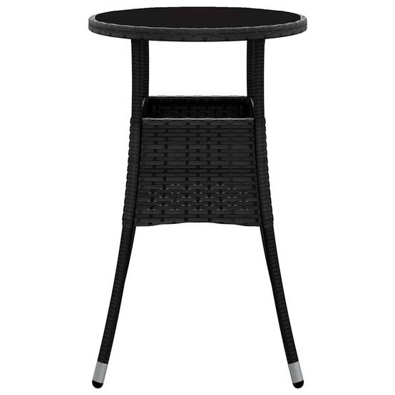 Table de jardin noire résine tressée et verre trempé 60 x 75 cm - PANGIVO - Image 4