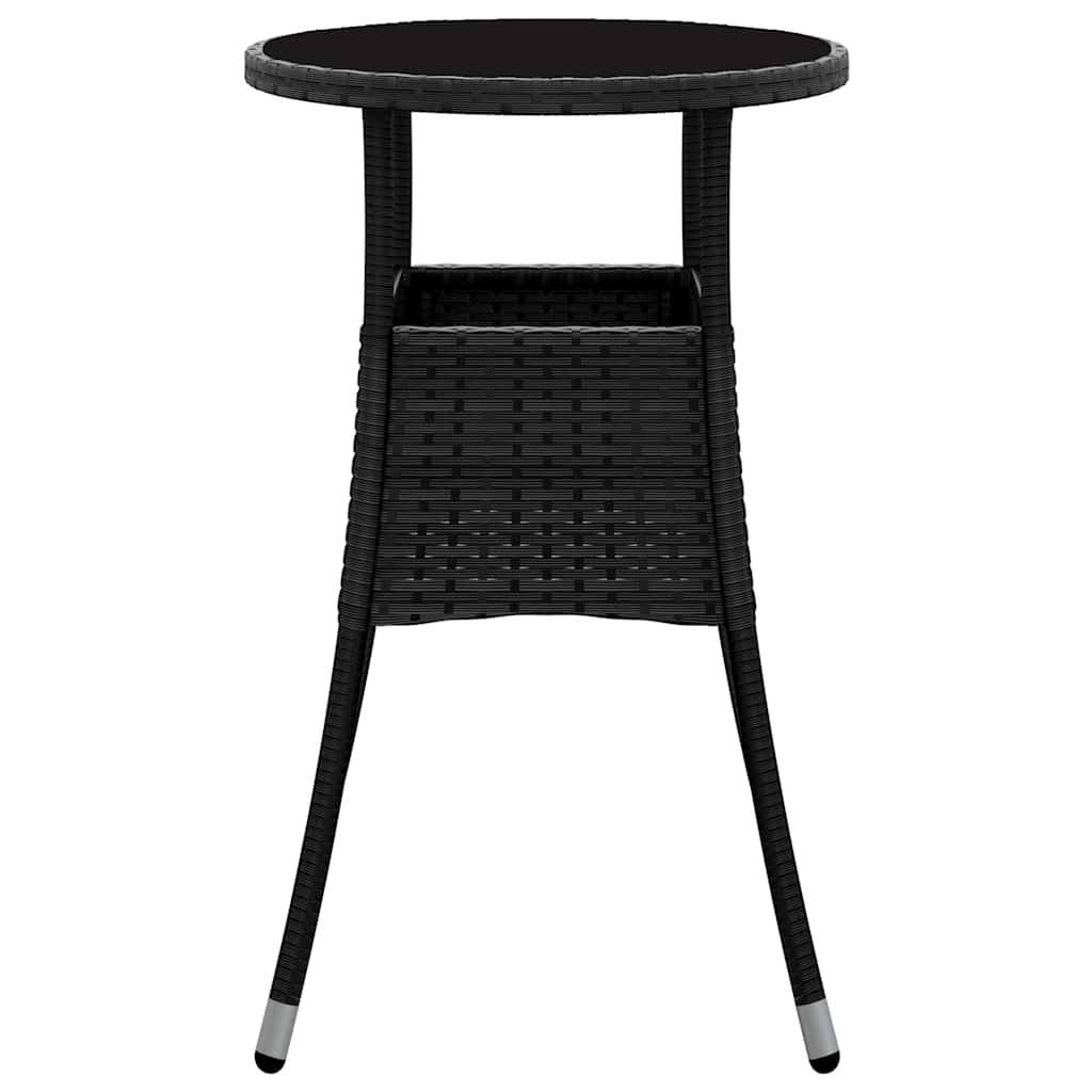 Table de jardin noire résine tressée et verre trempé 60 x 75 cm - PANGIVO - Image 4