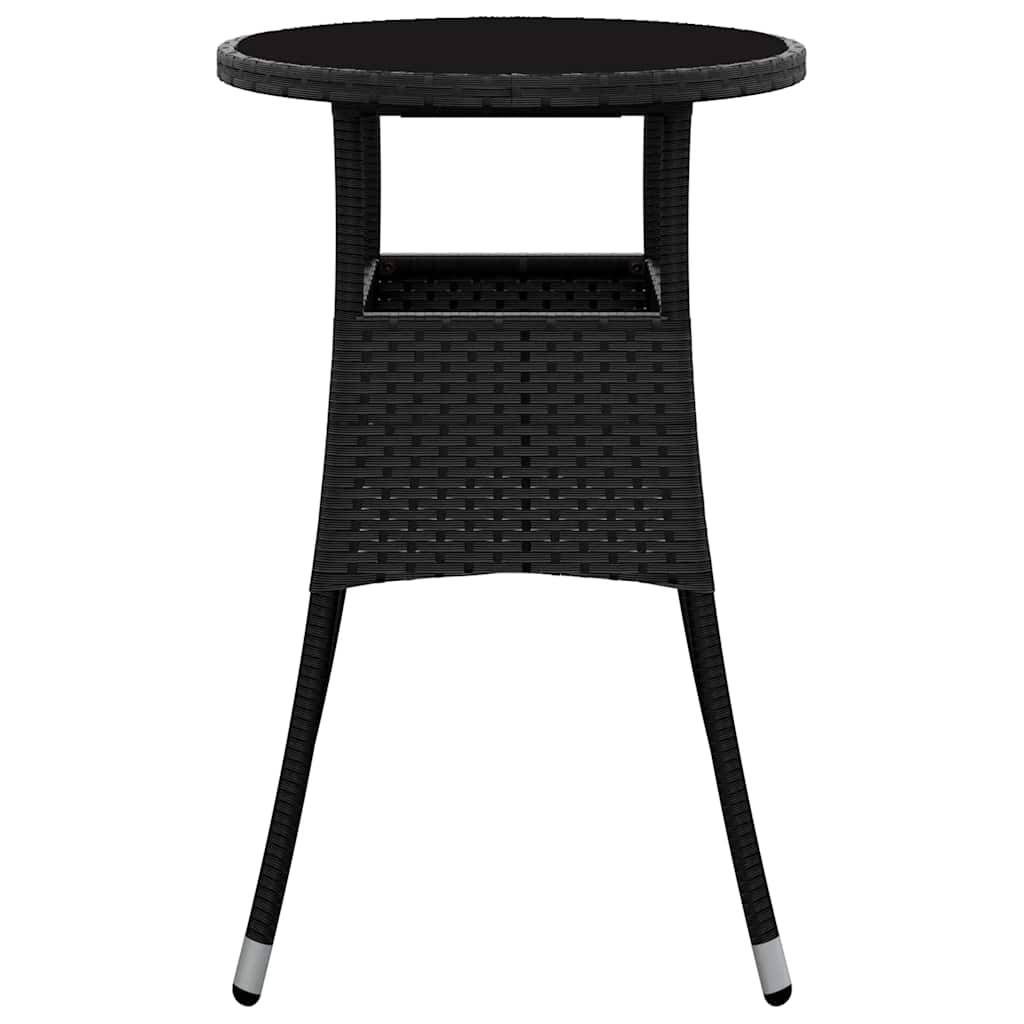 Table de jardin noire résine tressée et verre trempé 60 x 75 cm - PANGIVO - Image 3