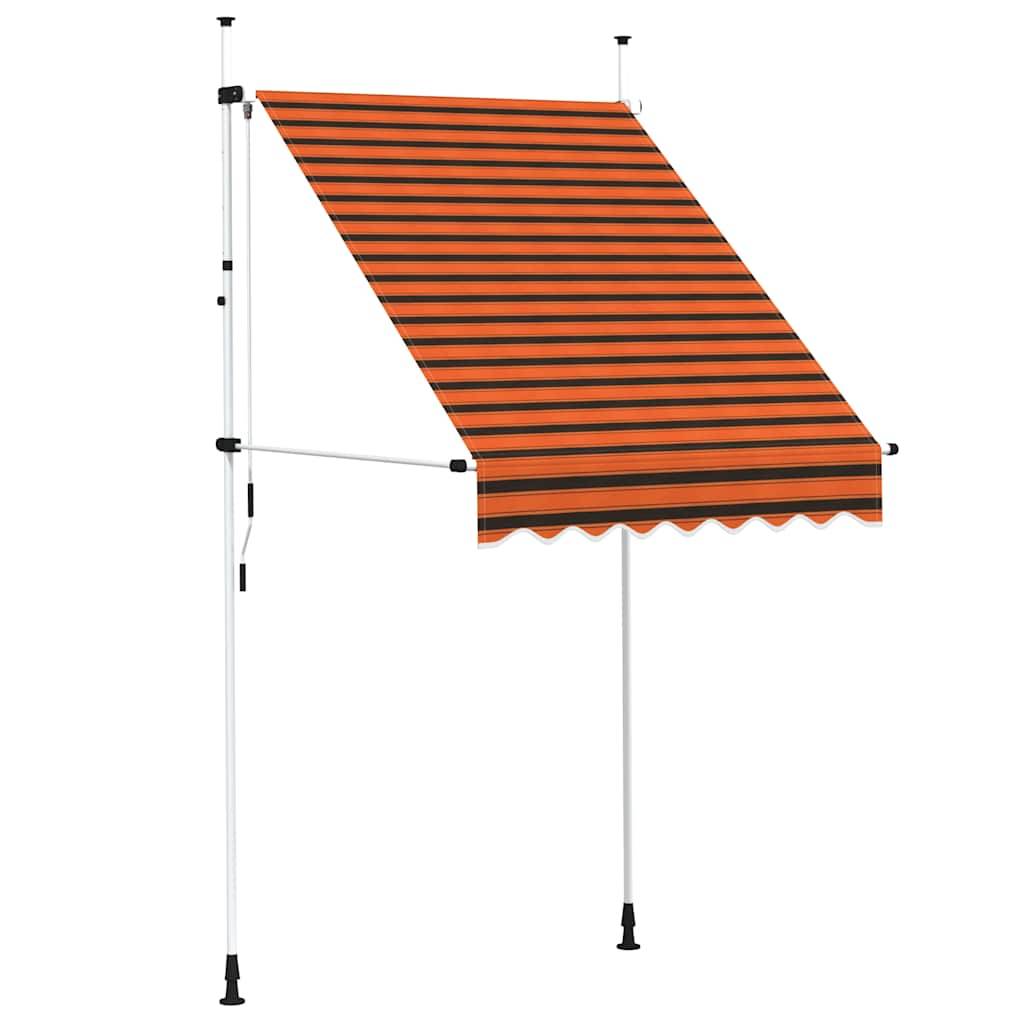 ComfortXL - Auvent de Terrasse sans Perçage Manuel Rétractable Réglable Rayé Orange Marron 150x120 cm – ComfortXL Outdoor Living - Image 2