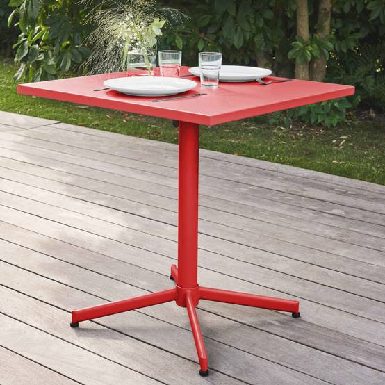 Oviala - Table de jardin carrée bistro inclinable en acier rouge Palavas - Oviala - Imagen 2