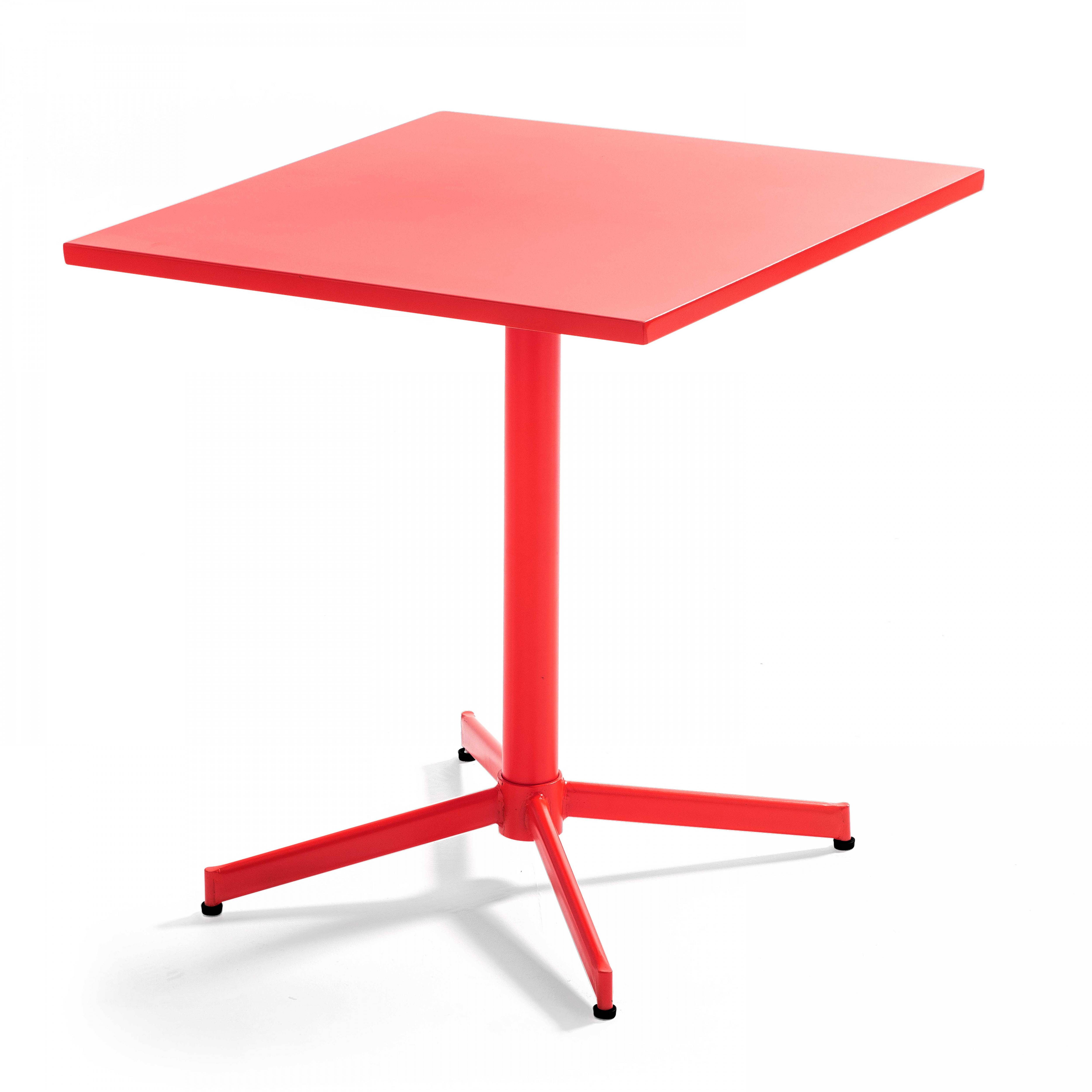 Oviala - Table de jardin carrée bistro inclinable en acier rouge Palavas - Oviala - Imagen 1