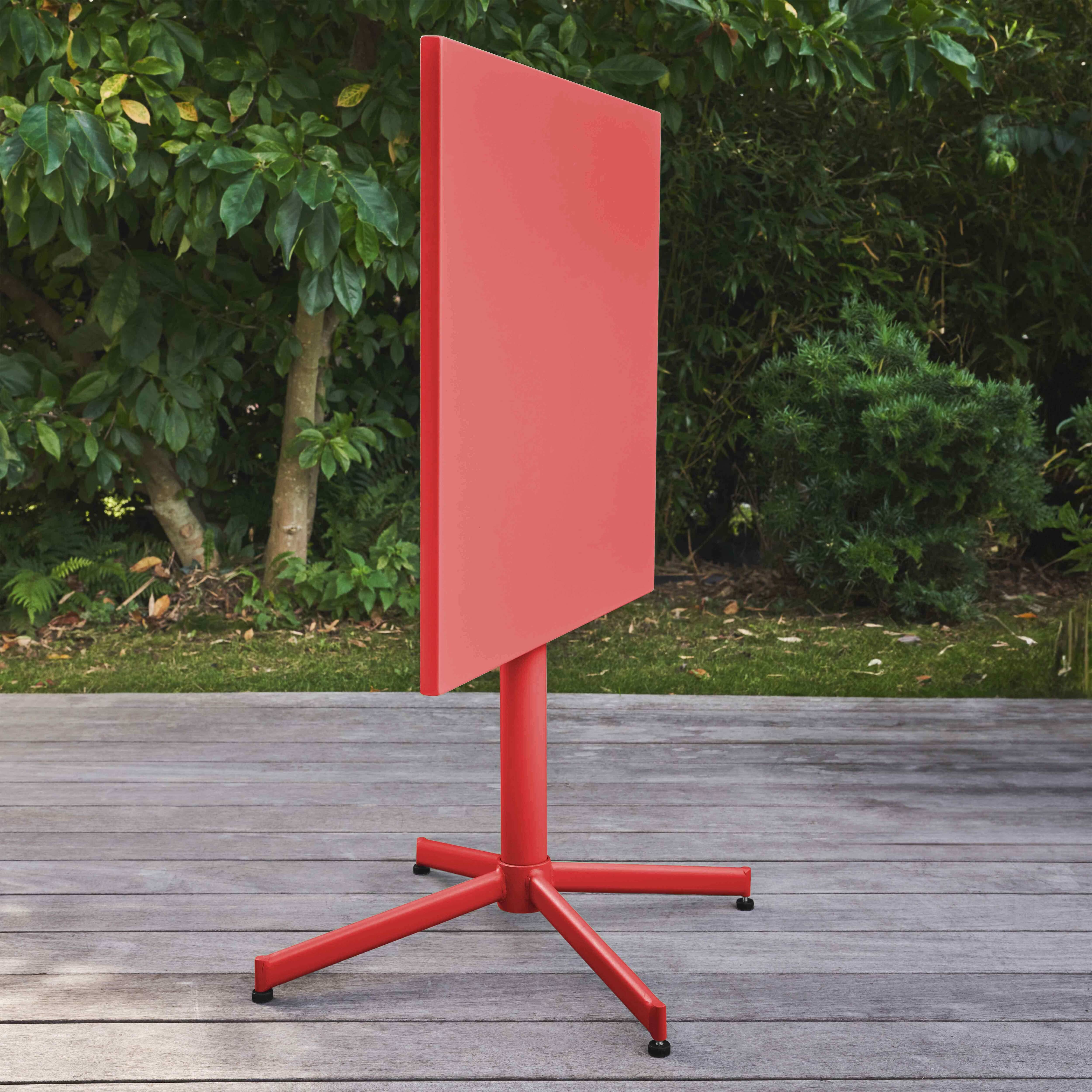 Oviala - Table de jardin carrée bistro inclinable en acier rouge Palavas - Oviala - Imagen 4