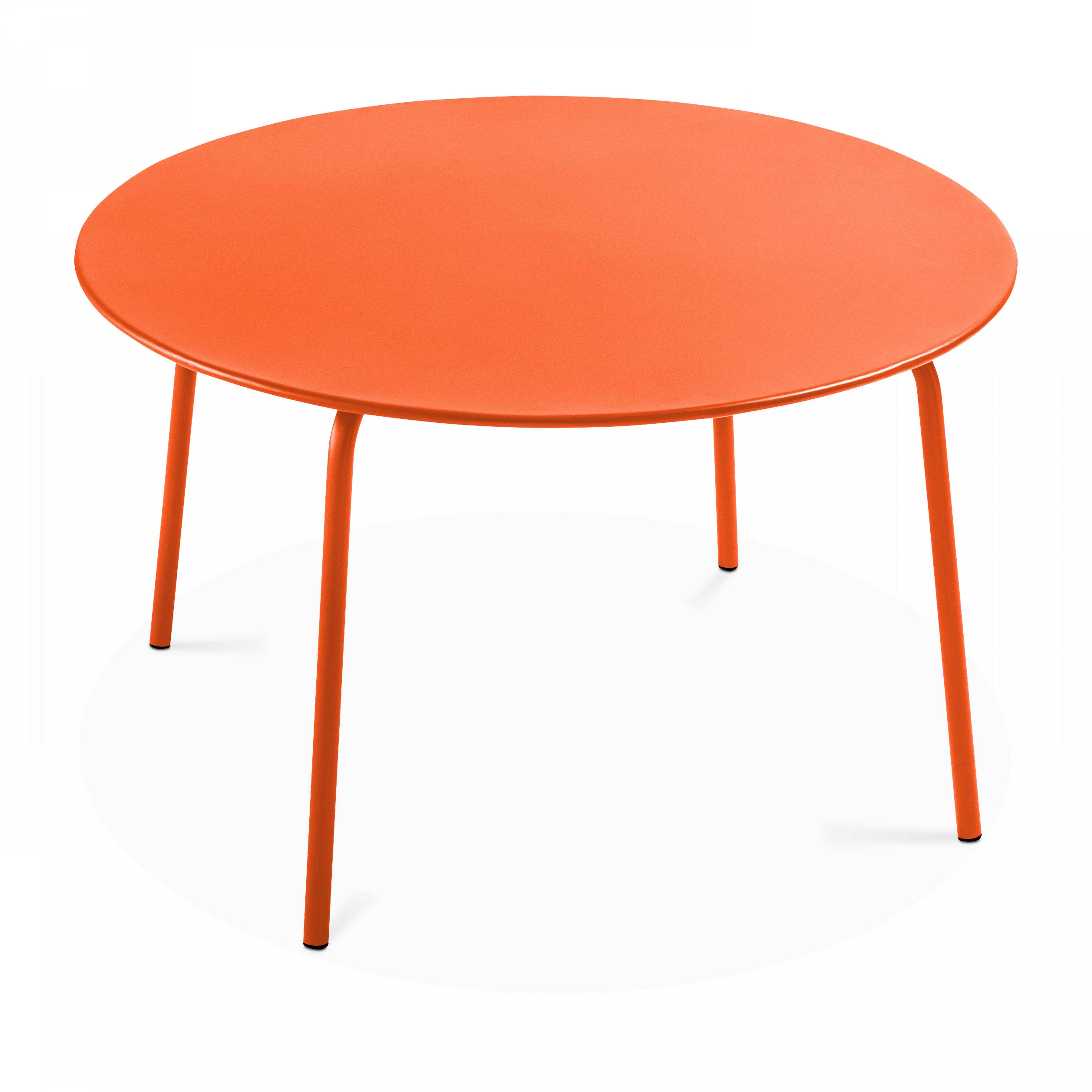 Oviala - Ensemble table de jardin ronde et 6 chaises en métal orange Palavas - Oviala - Imagen 5
