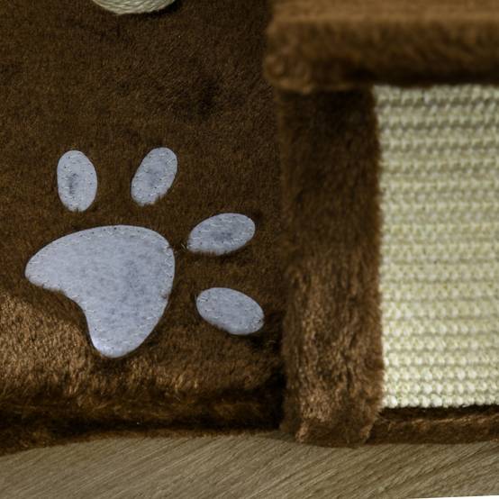 Arbre à chat sisal peluche pour petits chats avec griffoir et tunnel 43x40x30cm marron - ComfortXL Outdoor Living - Image 8