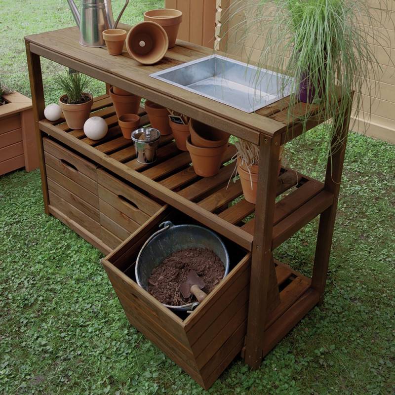 Cerland - TABLE JARDINAGE BOIS 129X45X90 - Image 3