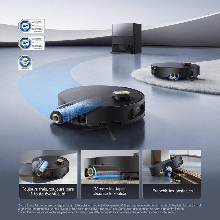 Robot aspirateur et laveur Aqua 10 Ultra Roller Complete, aspiration 30 000 Pa, nettoyage automatique à 100 °C, DREAME - Dreame - Image 4