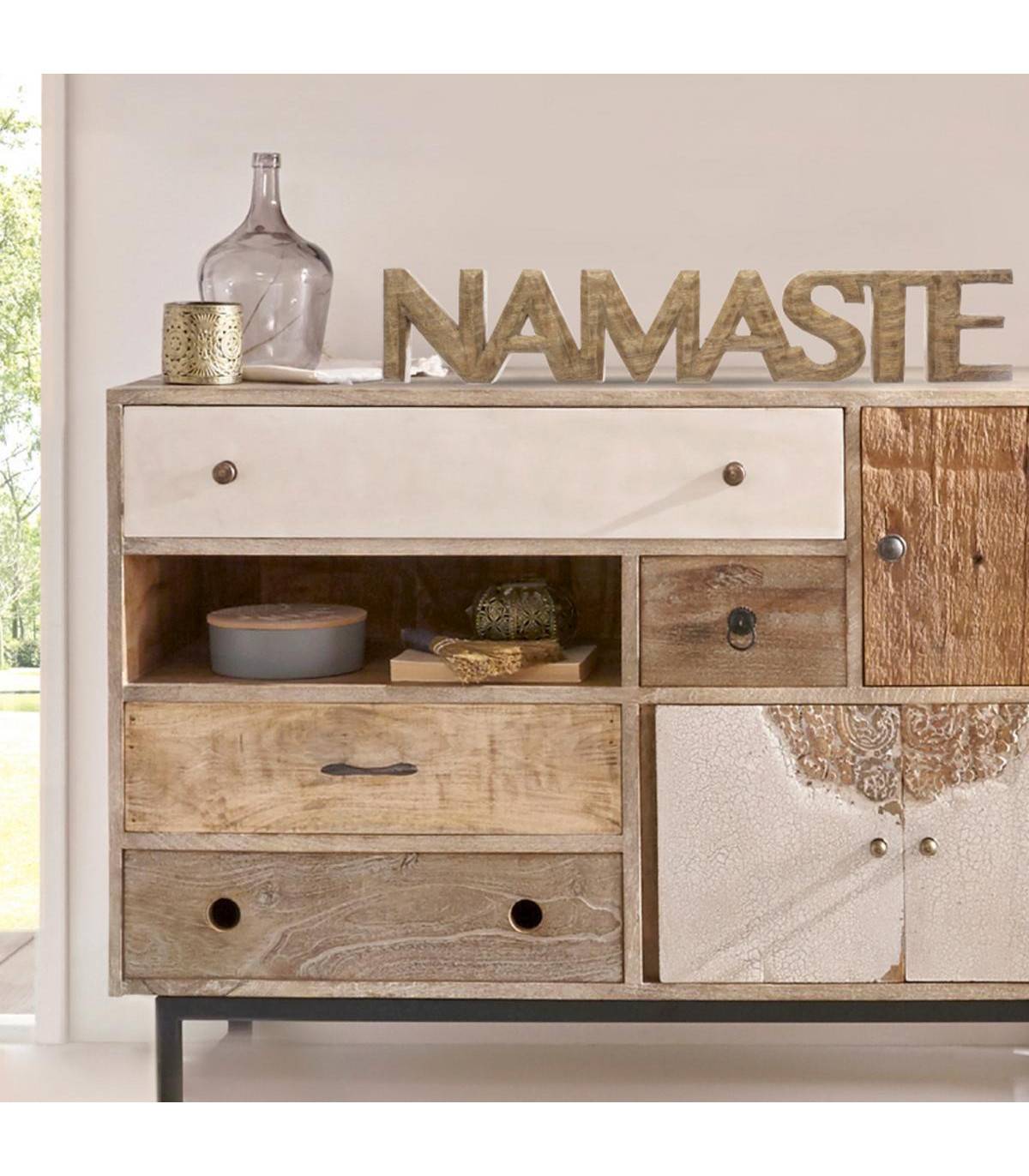 Décoration à poser "NAMASTE" en bois de Manguier L 56 cm - Image 2