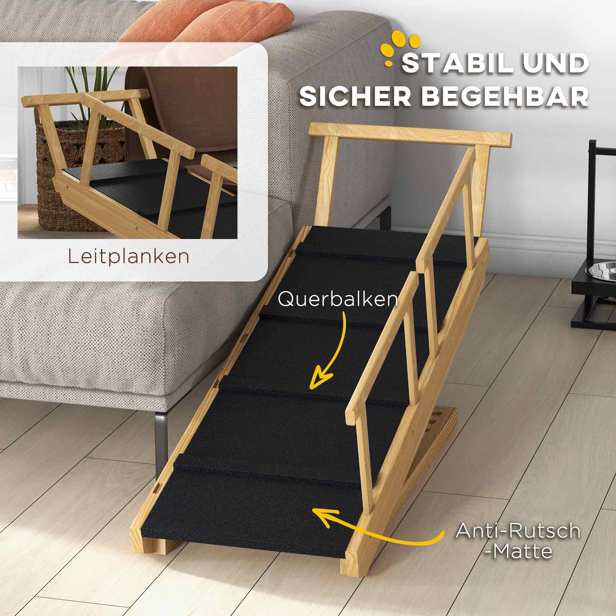 Rampe pour chien, réglable en hauteur, pliable, rampes, chiens jusqu'à 40kg, bois, 85x40x61cm, noir - Image 10