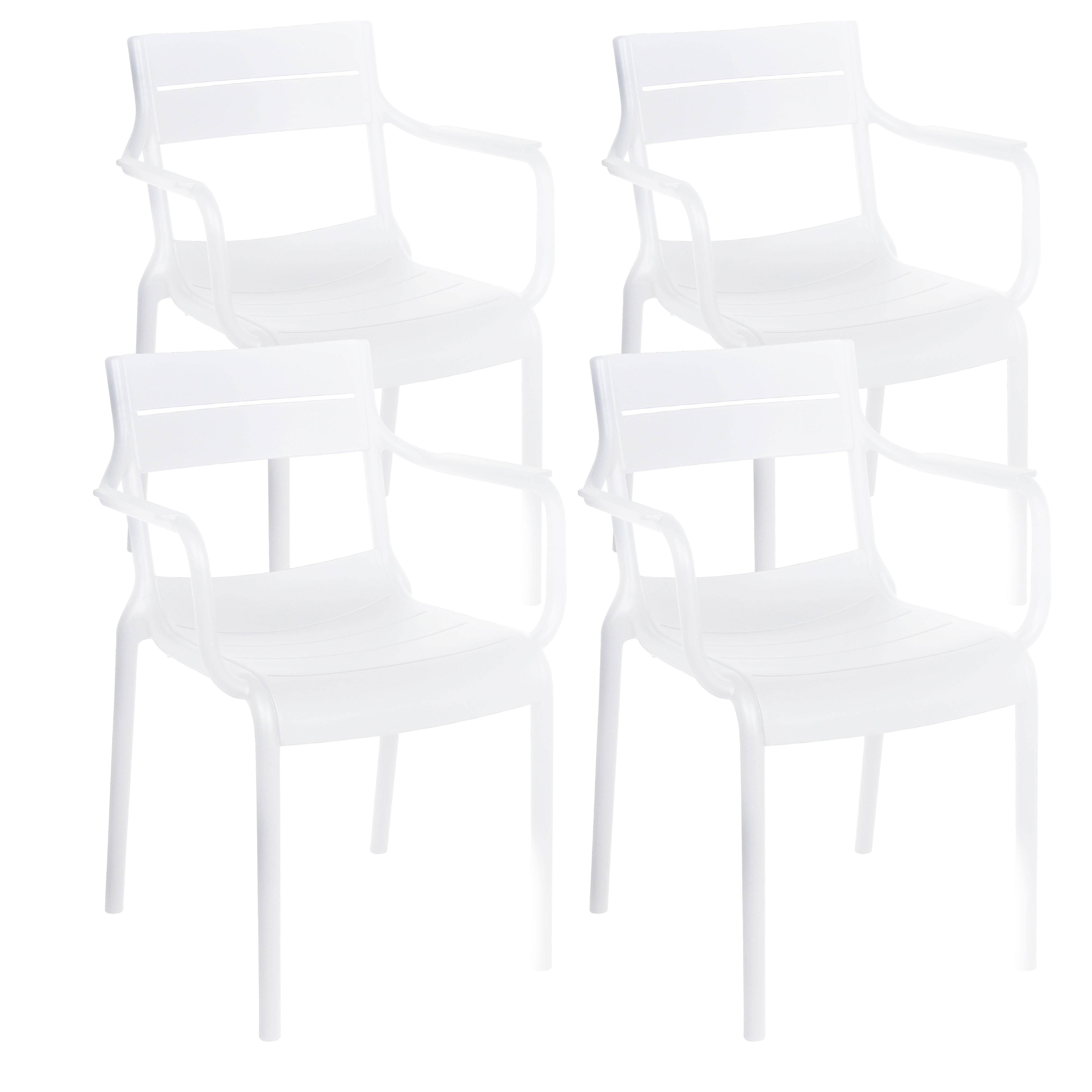 Oviala - Lot de 4 fauteuils de terrasse en plastique blanc Paname - Oviala - Imagen 1