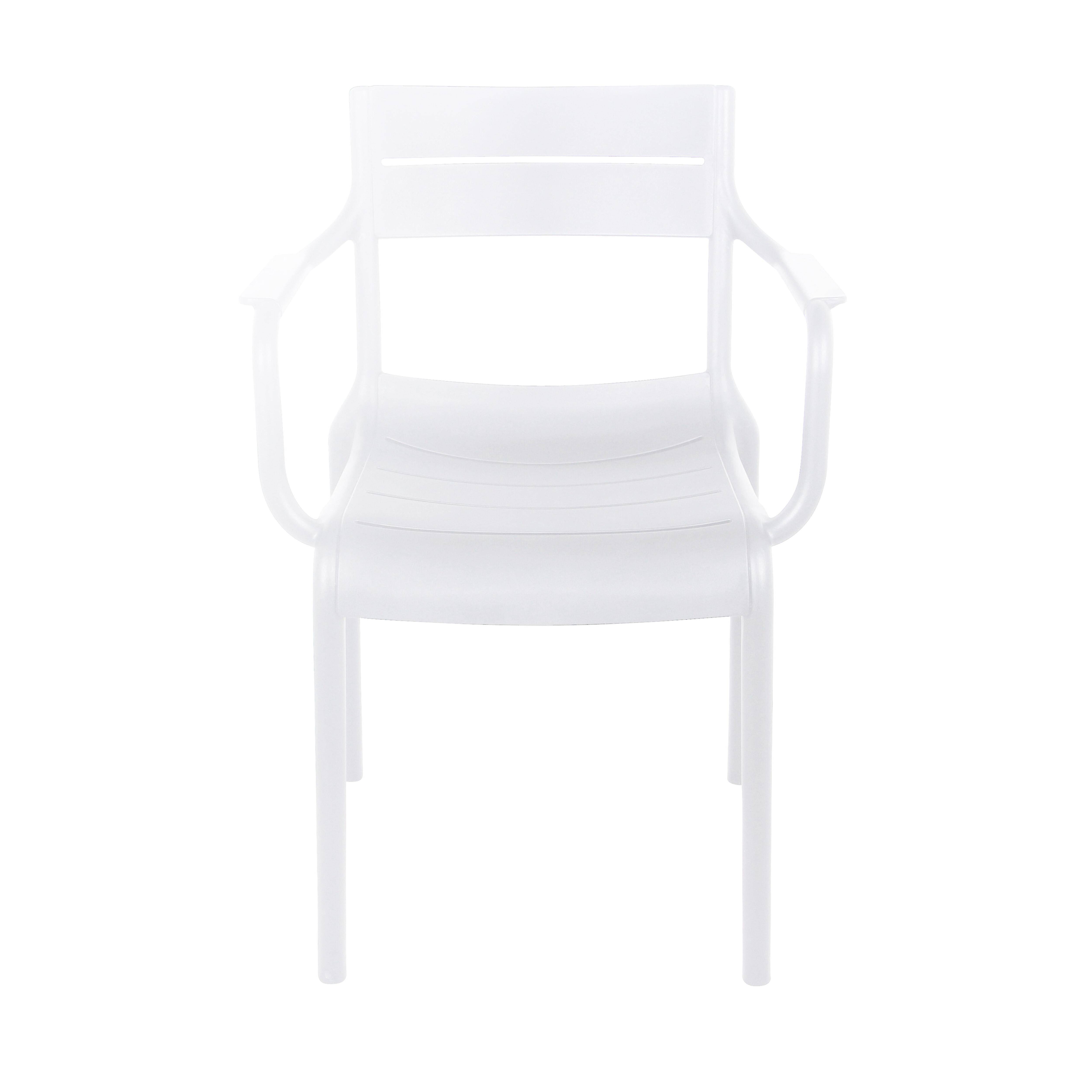 Oviala - Lot de 4 fauteuils de terrasse en plastique blanc Paname - Oviala - Imagen 3