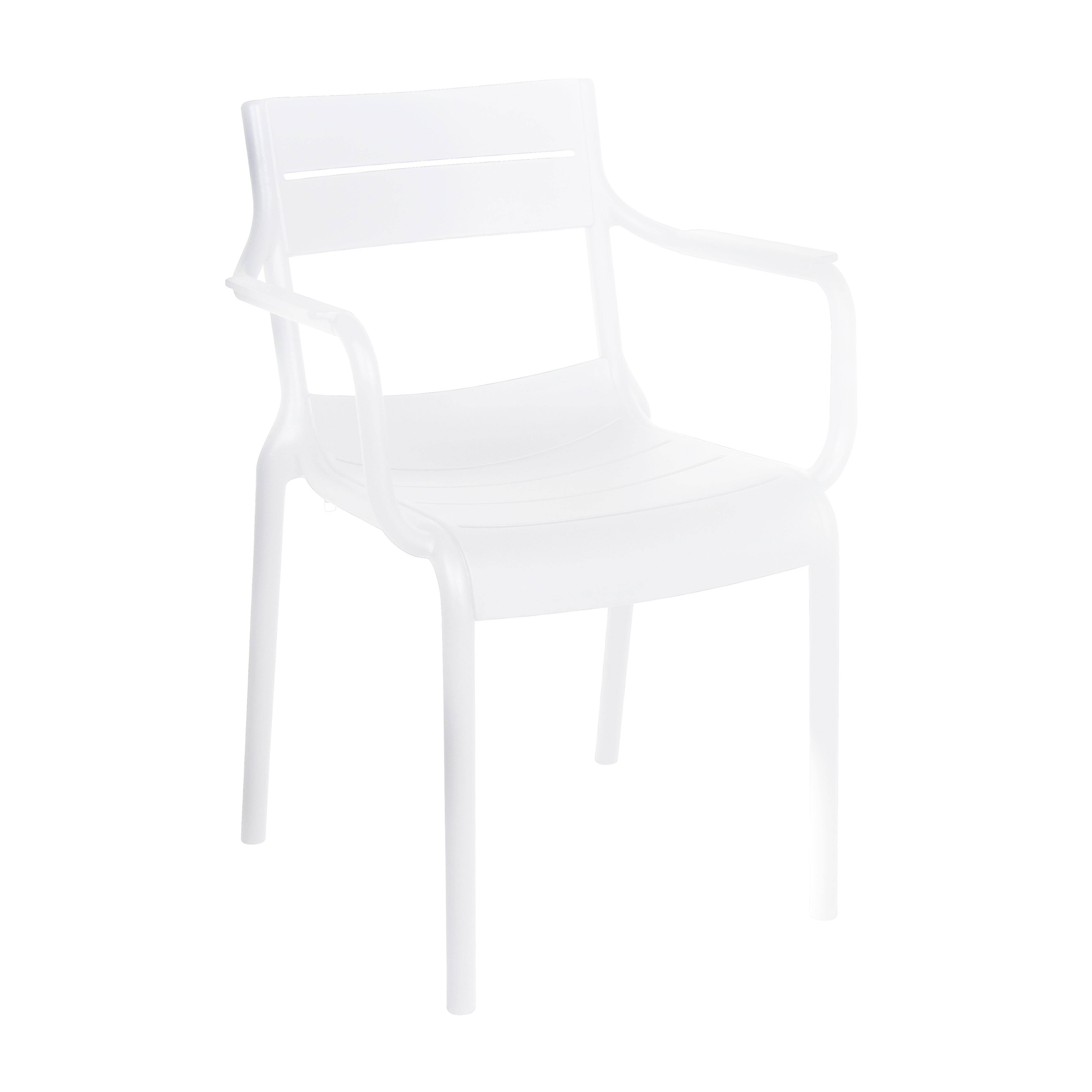 Oviala - Lot de 4 fauteuils de terrasse en plastique blanc Paname - Oviala - Imagen 2