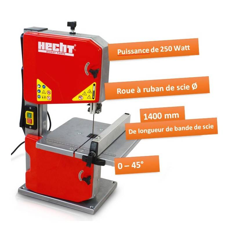 Hecht 8925 Scie à ruban électrique 250W 50Hz 0-45° ruban 1400m 1487 tr/min 16,9kg - Image 2