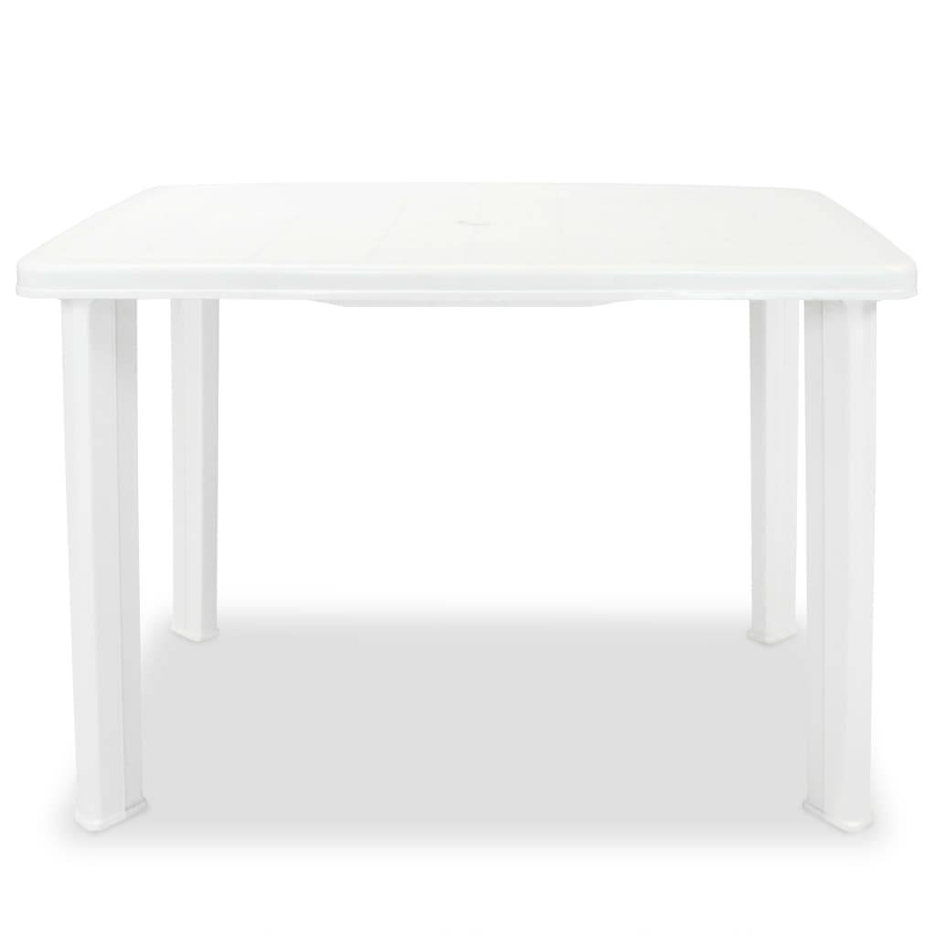 ComfortXL - Table de Jardin Rectangulaire en Plastique Blanc 101x68 cm, Légère et Résistante aux UV, avec Trou pour Parasol – ComfortXL Outdoor Living - Image 2