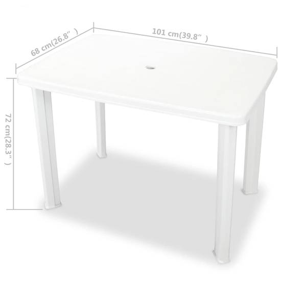 ComfortXL - Table de Jardin Rectangulaire en Plastique Blanc 101x68 cm, Légère et Résistante aux UV, avec Trou pour Parasol – ComfortXL Outdoor Living - Image 5