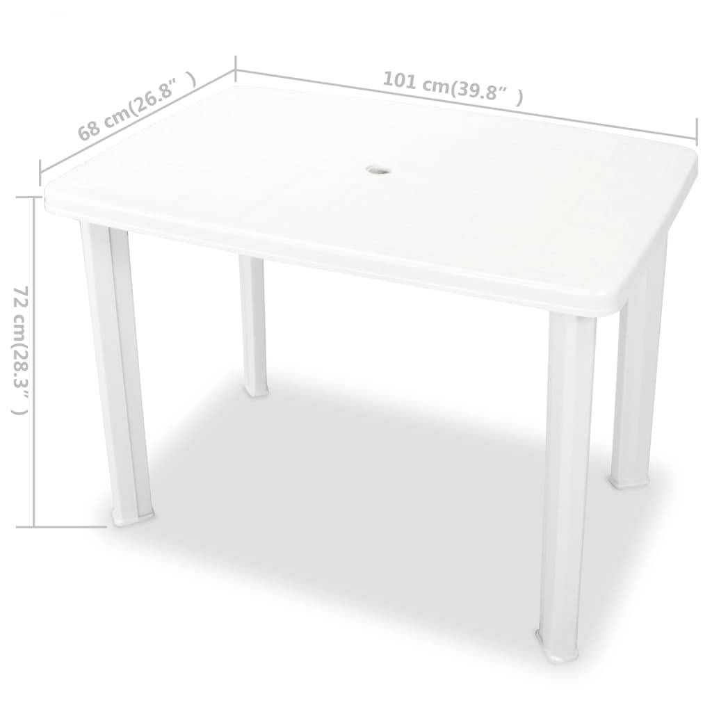 ComfortXL - Table de Jardin Rectangulaire en Plastique Blanc 101x68 cm, Légère et Résistante aux UV, avec Trou pour Parasol – ComfortXL Outdoor Living - Image 5