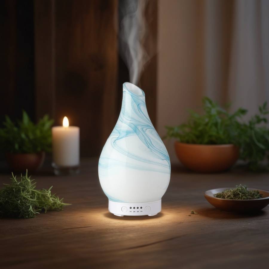 Zen'Arôme Diffuseur Huile Essentielle YangTsé – Diffuseur de Senteur -Verre Peint à la main – Timer, Arrêt Automatique, Silencieux - Image 1