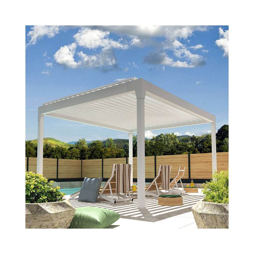 Pergola Bioclimatique AVANOA îlot 3,00x3,013 M Vérin à Télécommande (Blanc) - Alia Productions - Imagen 5