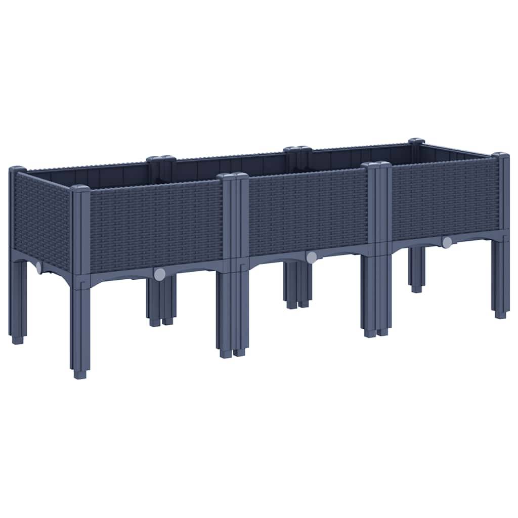 ComfortXL - Grand Bac à Fleurs sur Pieds PP pour Jardin Terrasse 120x40x42 cm Bleu Gris - ComfortXL Outdoor Living - Image 5