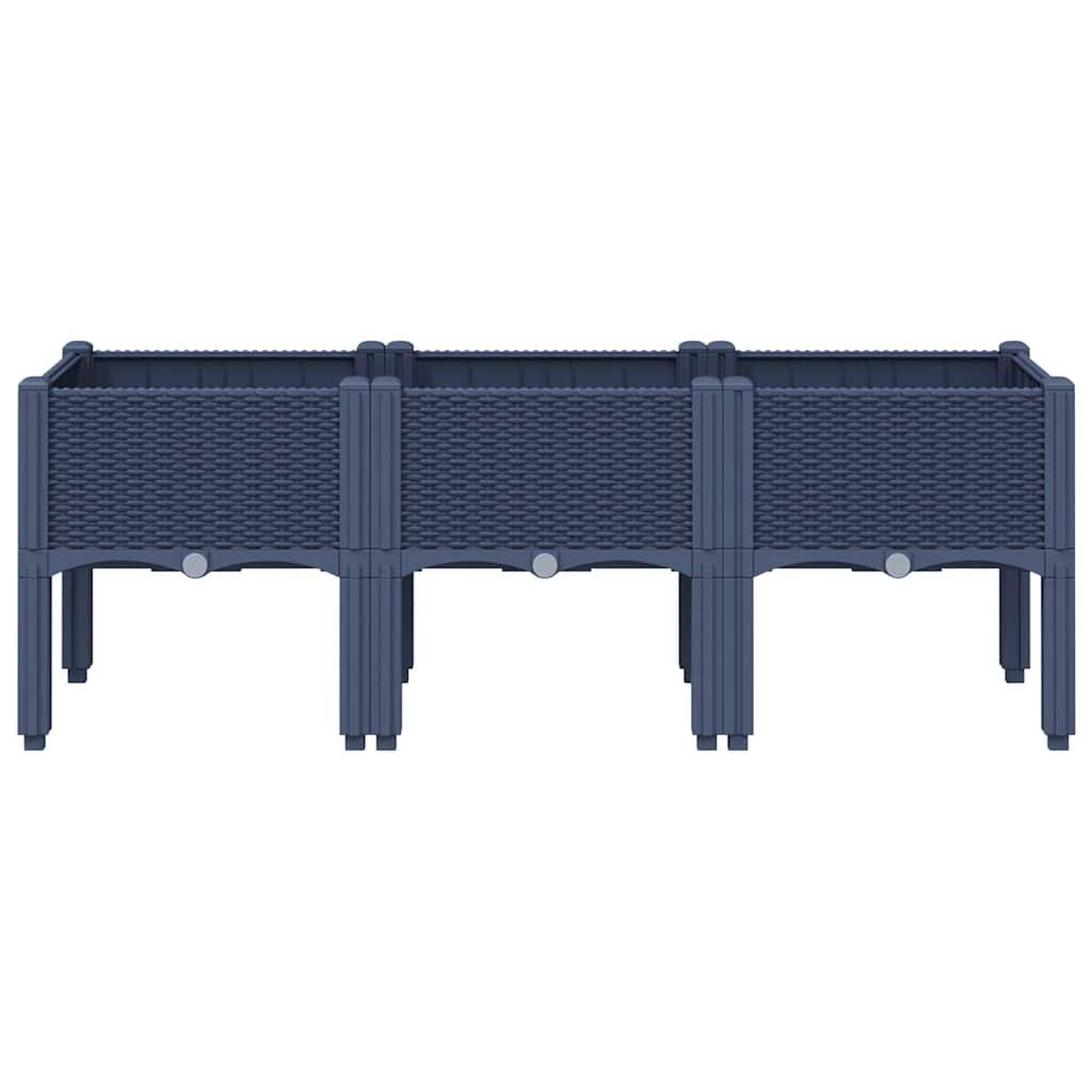 ComfortXL - Grand Bac à Fleurs sur Pieds PP pour Jardin Terrasse 120x40x42 cm Bleu Gris - ComfortXL Outdoor Living - Image 3