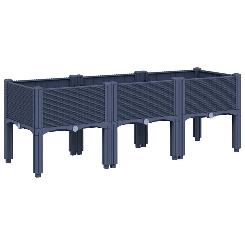 ComfortXL - Grand Bac à Fleurs sur Pieds PP pour Jardin Terrasse 120x40x42 cm Bleu Gris - ComfortXL Outdoor Living - Image 2