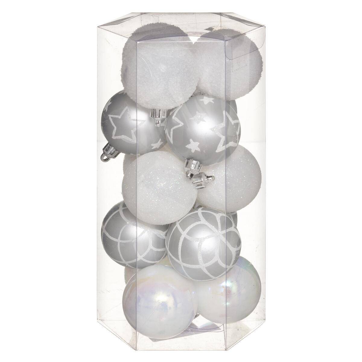 Fééric Lights & Christmas - Boules de Noël "Souffle polaire" lot de 15 en plastique D5cm - Feeric Lights & Christmas