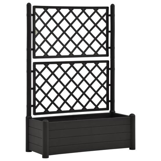 Helloshop26 - Jardinière lit surélevé plantes fleurs jardin treillis 100 x 43 x 142 cm PP anthracite - Imagen 1